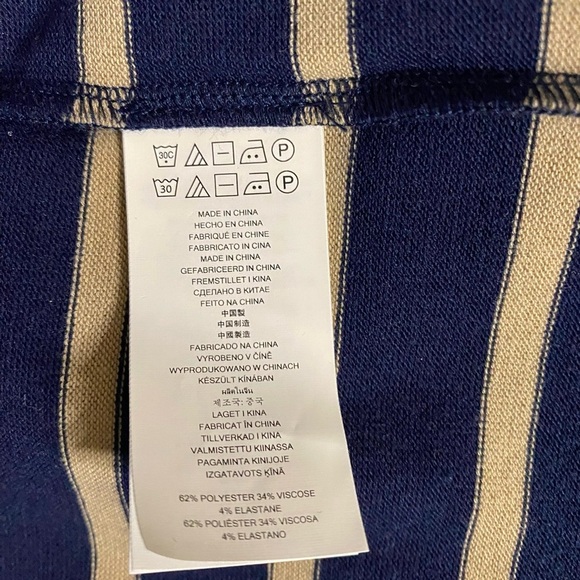 MICHAEL KORS Waterfall Womens Lightweight Cardigan Navy & Tan Striped Cardigan L - Picture 8 of 9